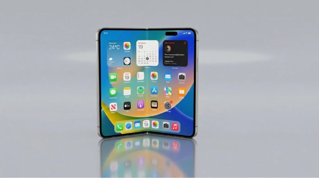 de mogelijke apple iphone 18 Fold uitgeklapt model vooraanzicht