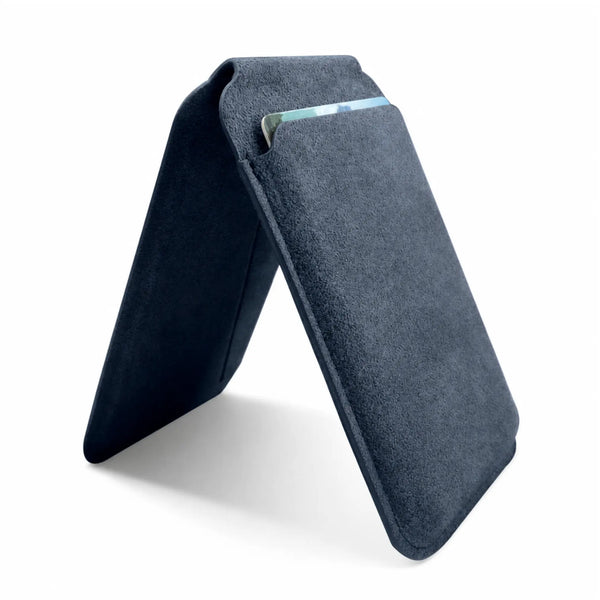 Alcantara wallet met standaard #blauw