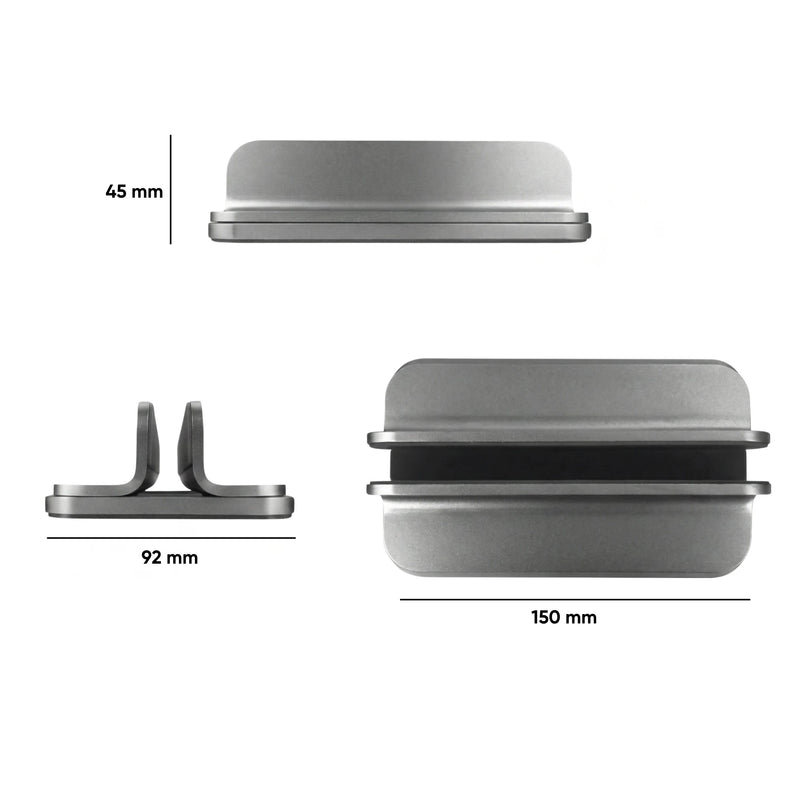 Verticale Laptop / Macbook Standaard - maatindicatie boven Houder tablet zilver Grijs