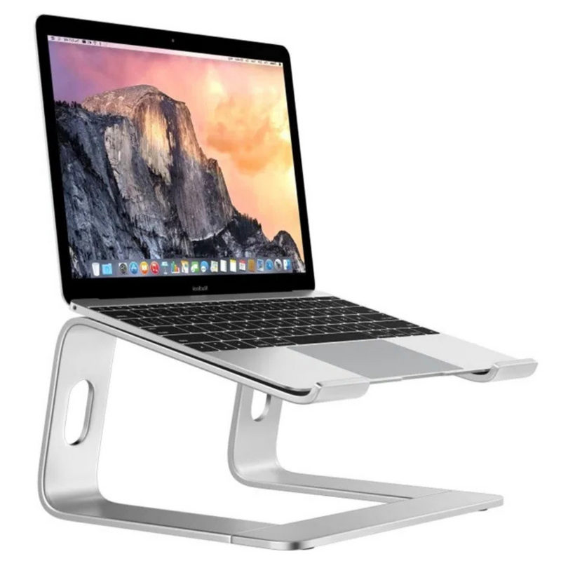 MacBook geplaatst op Mastersøn laptop standaard voor een betere ergonomische werkhouding