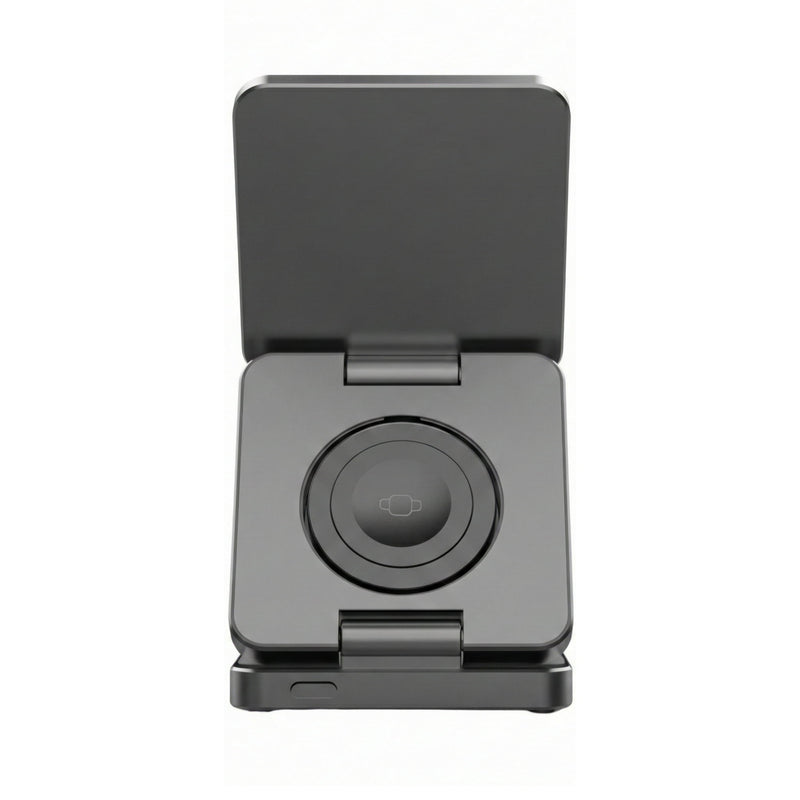 Detailopname uitklapbare Apple Watch lader module op het Mastersøn 3-in-1 station