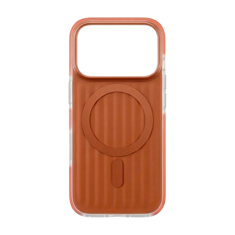 Binnenzijde Mastersøn iPhone 17 Pro Max hoesje oranje met zachte microvezel voering en zichtbare MagSafe magneten.