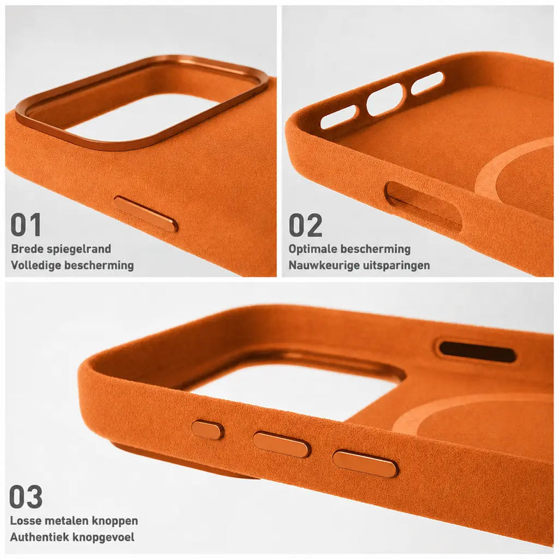 Mastersøn Alcantara Hoesje iPhone 17 Pro Oranje MagSafe