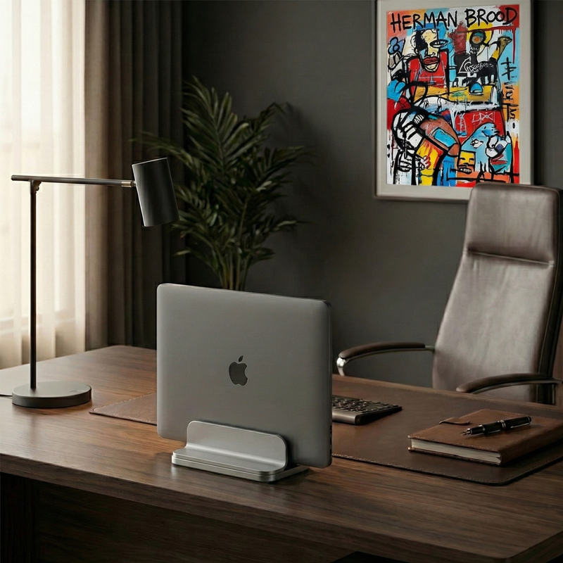 Verticale Laptop / Macbook Standaard - Houder tablet Space Grey Grijs