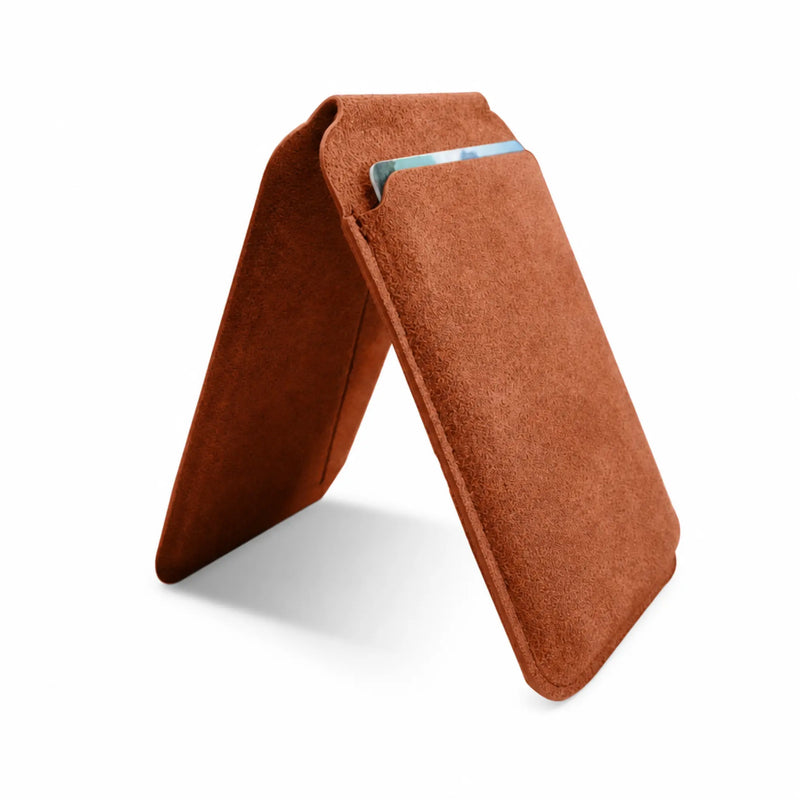 Alcantara wallet met standaard