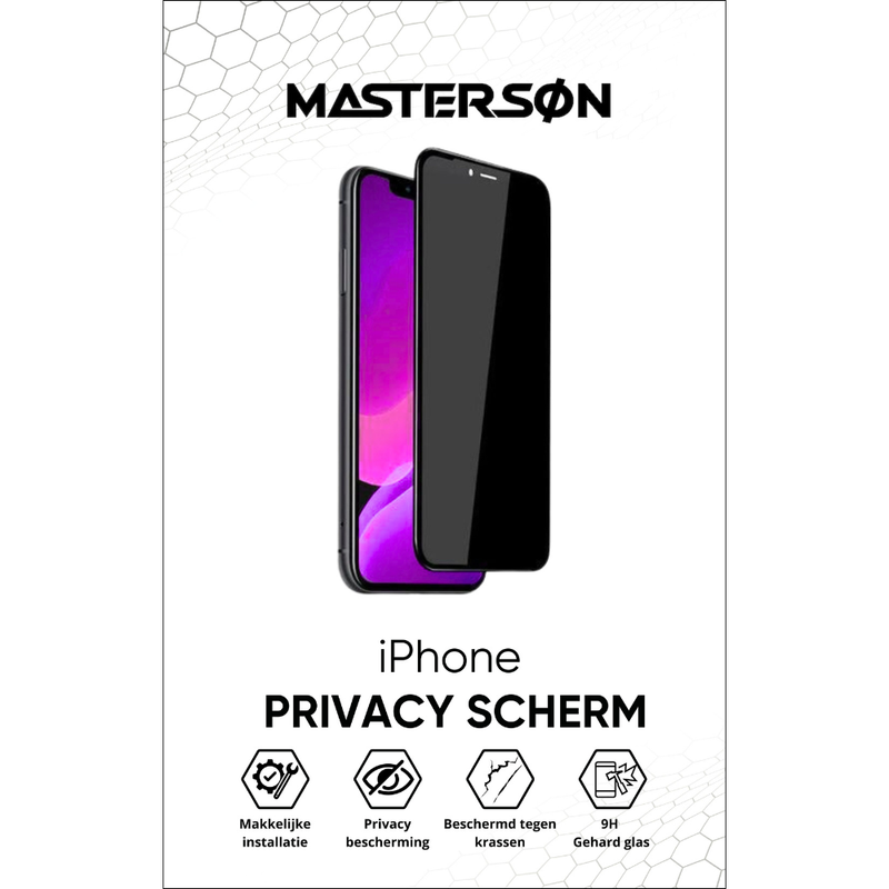 Mastersøn Apple iphone 16 17 privacy screenprotector verpakking