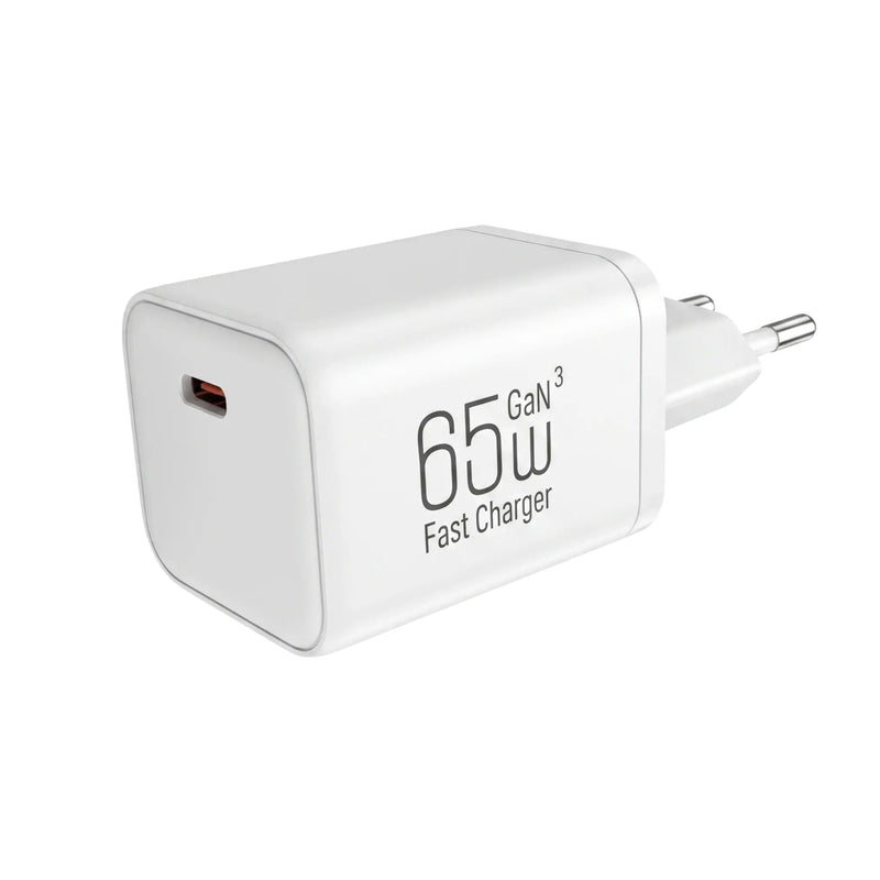 Mastersøn 65W GaN USB-C snellader schuinaanzicht wit