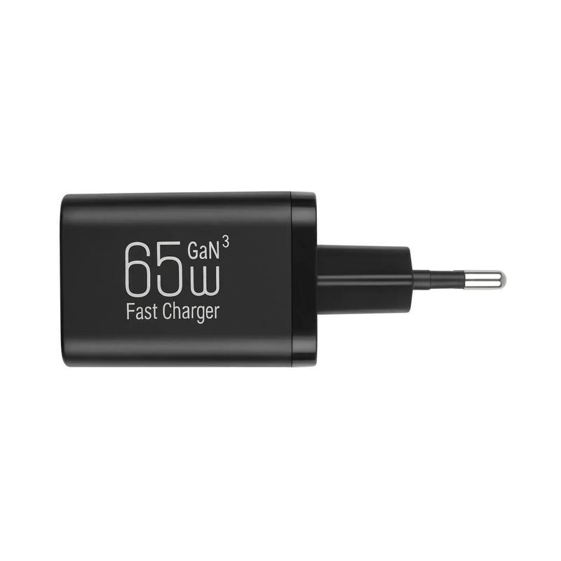Mastersøn 65W GaN USB-C snellader zijaanzicht zwart