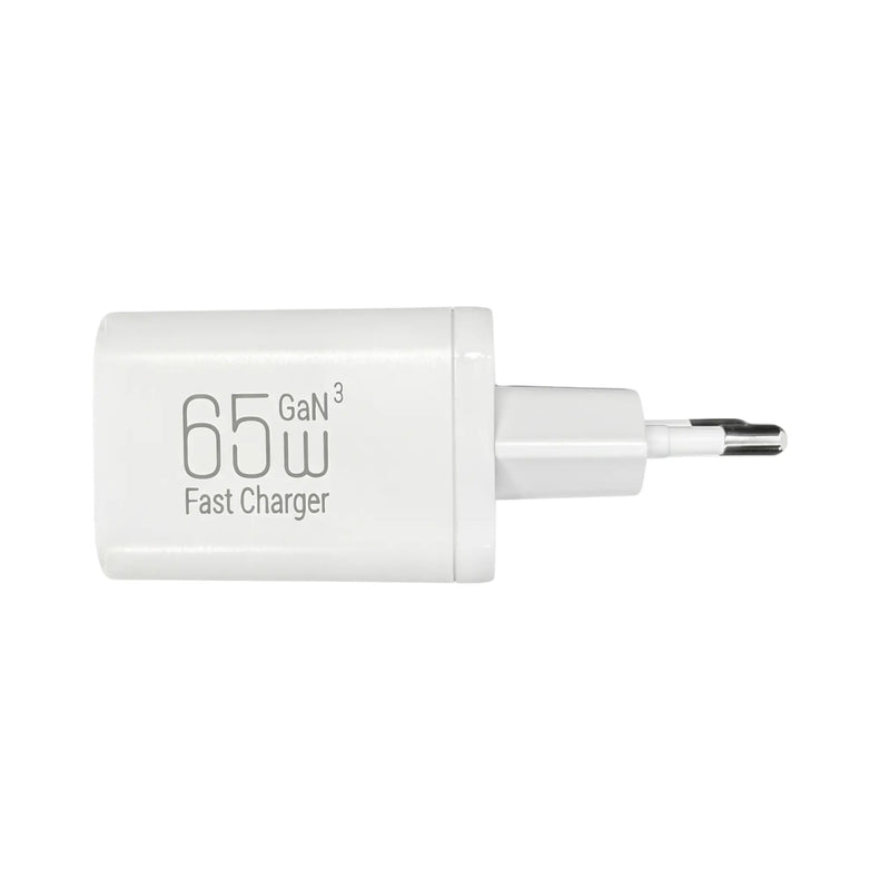 Mastersøn 65W GaN USB-C snellader zijaanzicht wit