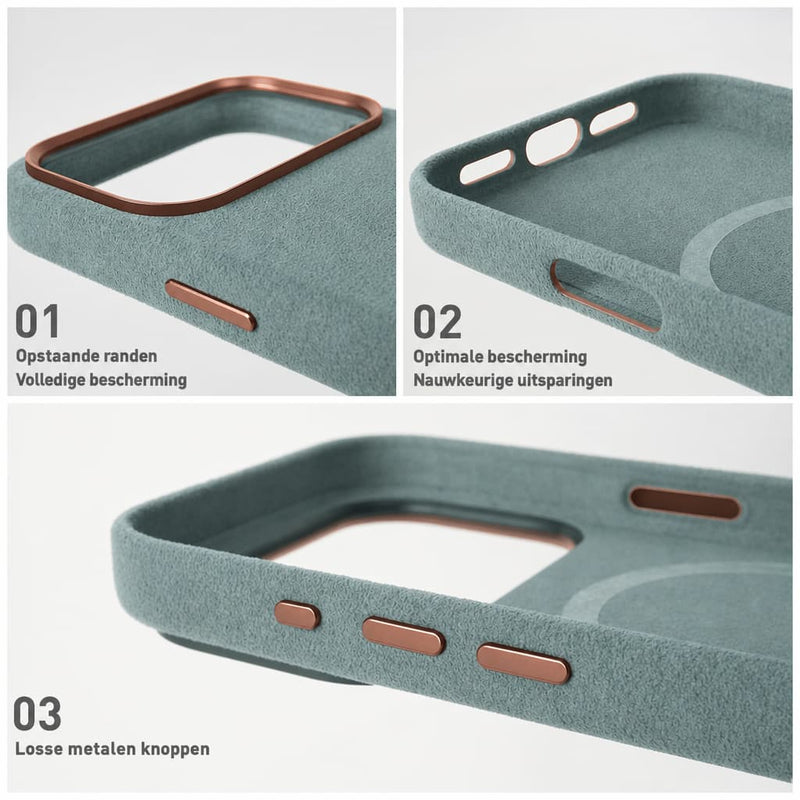 Alcantara hoesje close up Mastersøn voor iPhone