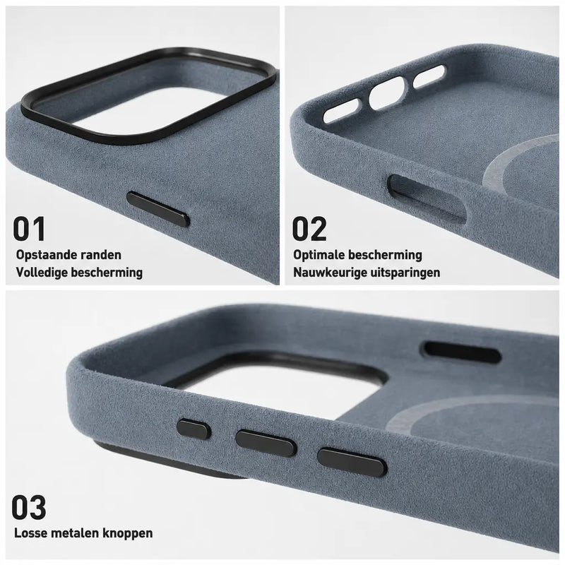 Mastersøn Alcantara Hoesje iPhone 17 Pro Grijs MagSafe