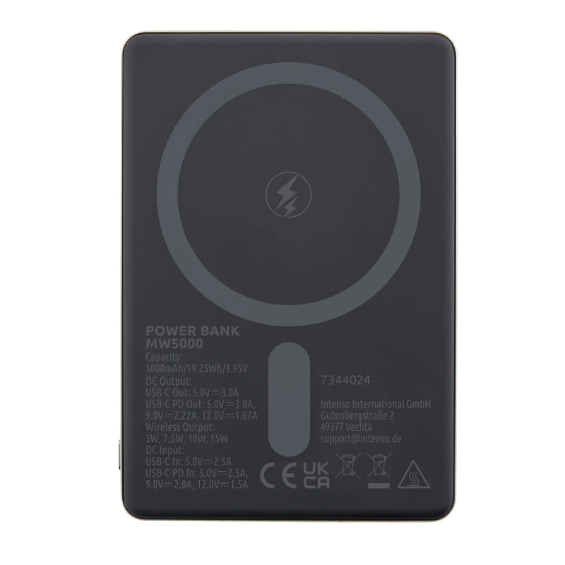 Intenso MagSafe Powerbank 5000 mAh - Magnetisch & Draadloos - MW5000