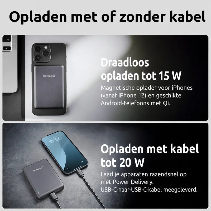 Intenso MagSafe Powerbank 10000 mAh - Magnetisch & Draadloos - MW10000