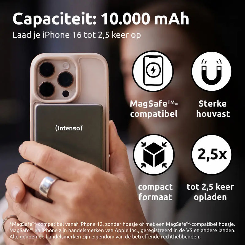 Intenso MagSafe Powerbank 10000 mAh - Magnetisch & Draadloos - MW10000