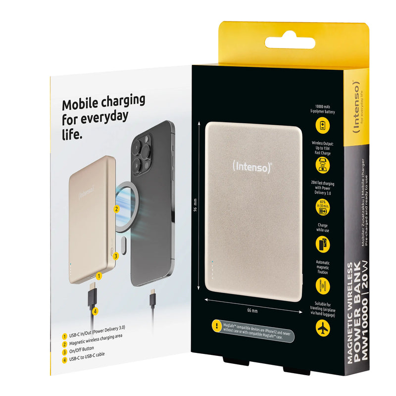 Intenso MagSafe Powerbank 10000 mAh - Magnetisch & Draadloos - MW10000