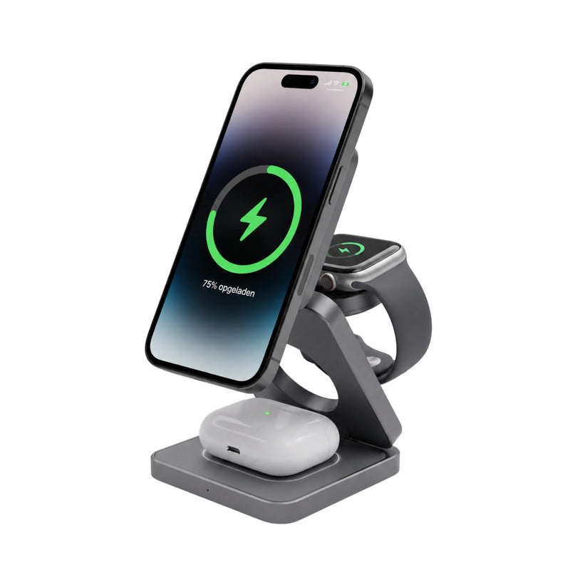 Premium 3-in-1 oplaadstation geschikt voor Apple MagSafe met iPhone, Apple Watch en AirPods dock