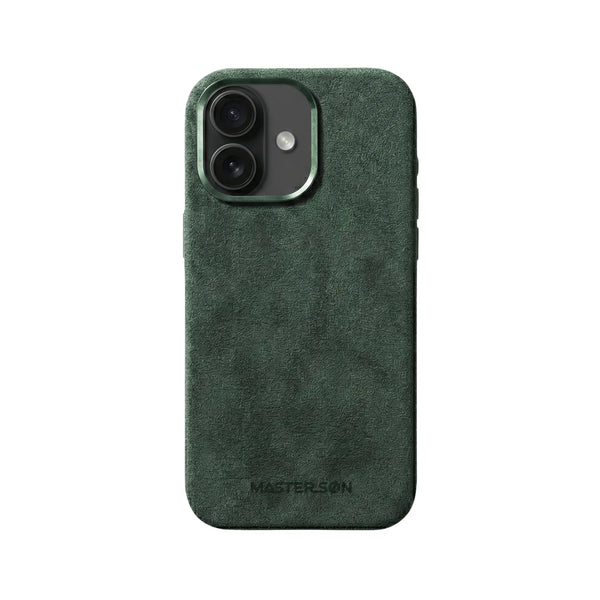 Mastersøn Alcantara iPhone 16 hoesje achteraanzicth groen #iPhone 16 - Groen