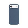 Premium siliconen iPhone 17 Air case in blauwgrijs afgewerkt met een zilveren cameravlak #blauw