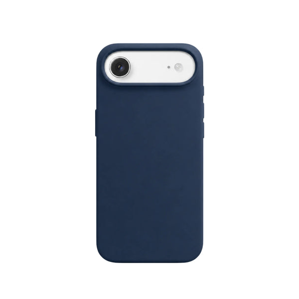 Luxe marineblauw iPhone 17 Air hoesje van Mastersøn met contrasterende zilveren aluminium ring #marineblauw