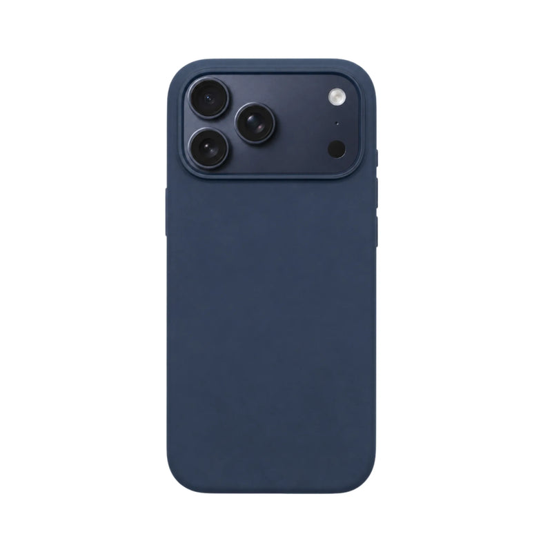 Mastersøn iPhone 17 Pro case in donkerblauw met een matching donkere aluminium cameramodule