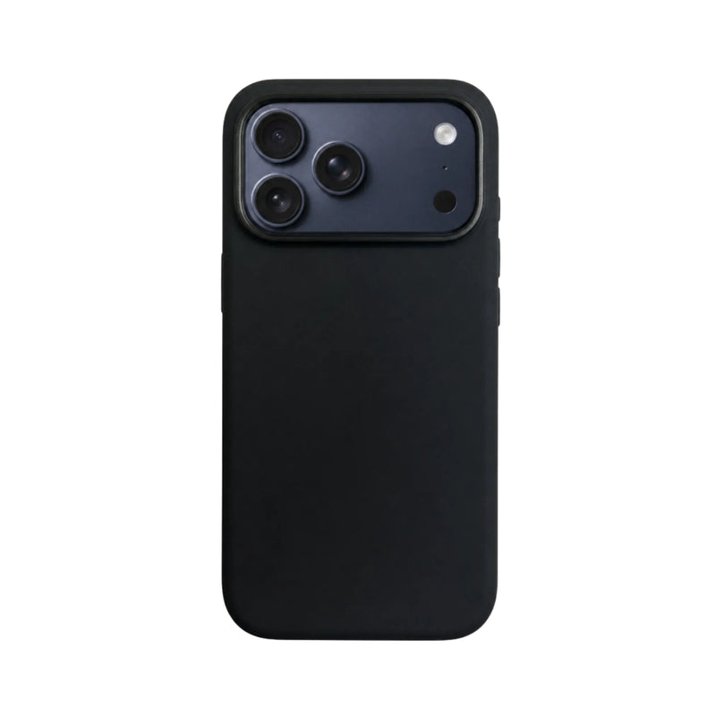 Minimalistisch mat zwart Mastersøn iPhone 17 Pro hoesje met een donkergrijze aluminium cameraprotector