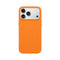 Premium oranje iPhone 17 Pro hoesje van Mastersøn voorzien van een zilveren aluminium accentrand #oranje