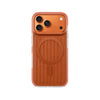Opvallend transparant oranje iPhone 17 Pro Max hoesje met goud-bronzen MagSafe #oranje