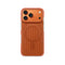 Opvallend transparant oranje iPhone 17 Pro Max hoesje met goud-bronzen MagSafe #oranje