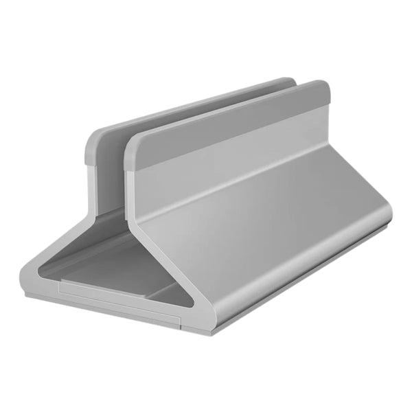 Mastersøn verticale laptop stand in space grey, gemaakt van hoogwaardig aluminium, verstelbaar voor een opgeruimd bureau. #grijs
